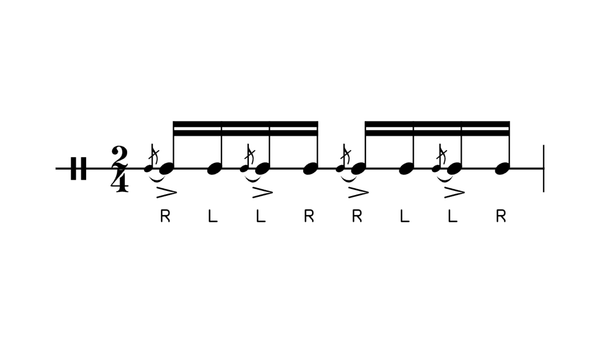 Flam Tap Inverts drum rudiment notation